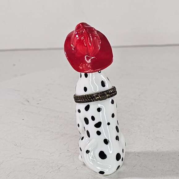 Dalmatian Firefighter Trinket Box Figurine Midwest Of Cannon Falls Spotted Dog - Picture 4 of 8